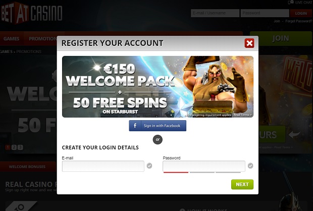 Betat Casino-register