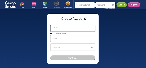 Casino Heroes register