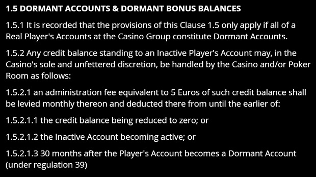 JackpotCity Casino-dormant account