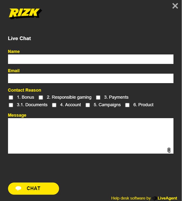 Rizk Casino-support online chat