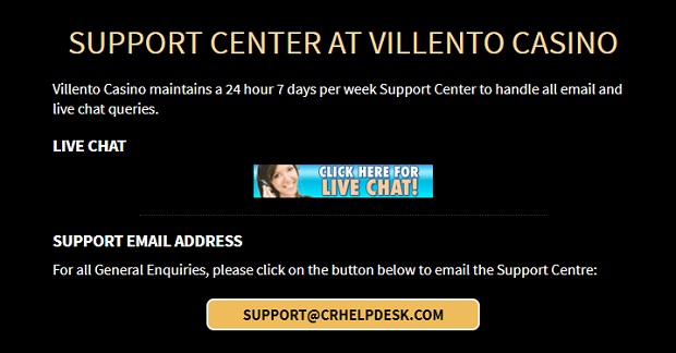 Villento Casino-support