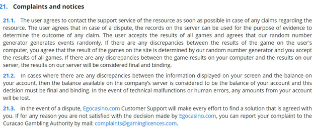 egocasino.com casino complaints